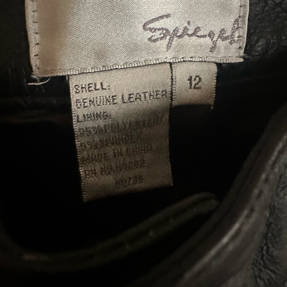 Spiegel Black Leather Boot-Cut Pants with Subtle Shine - Picture 3 of 5